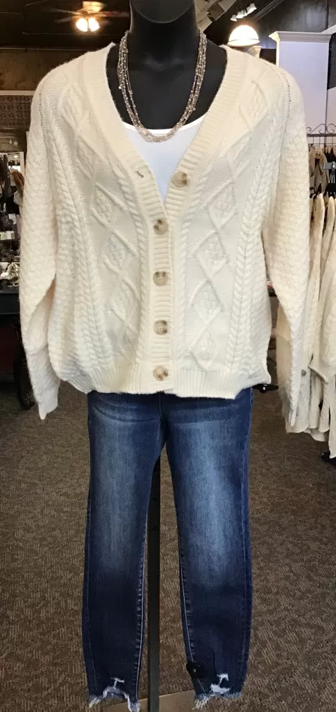 Cream Oversized Grandpa Cardigan