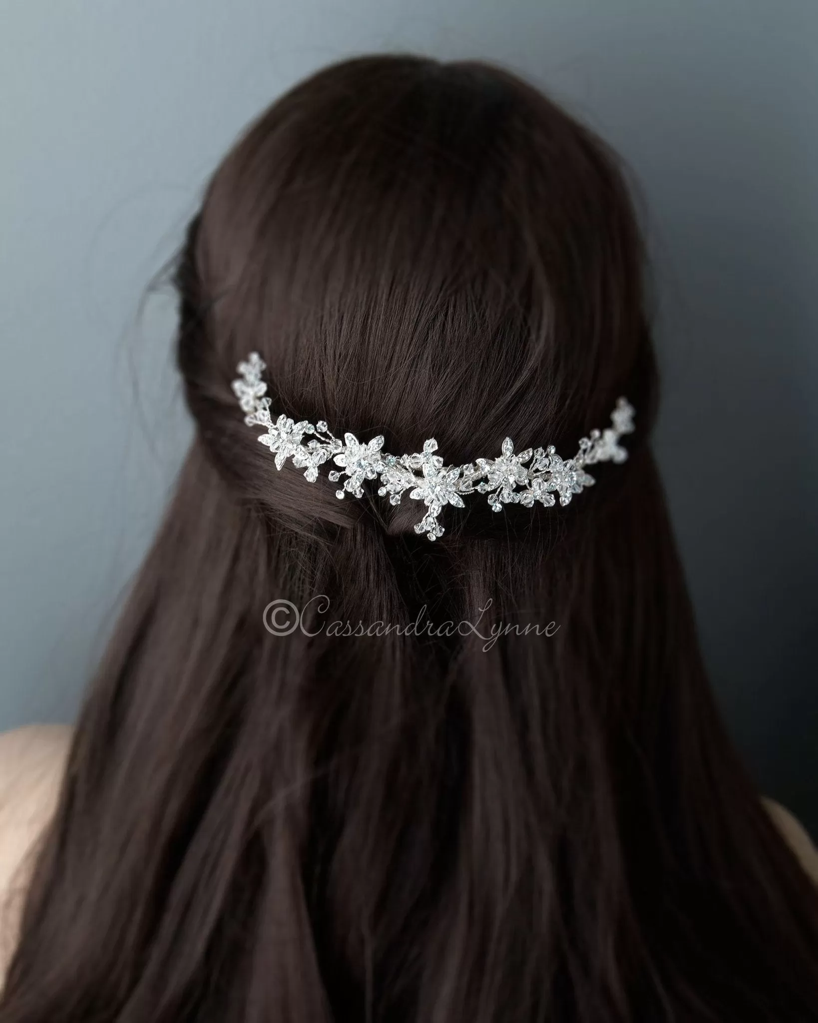 Crystal Beaded Flowers Wedding Side Comb