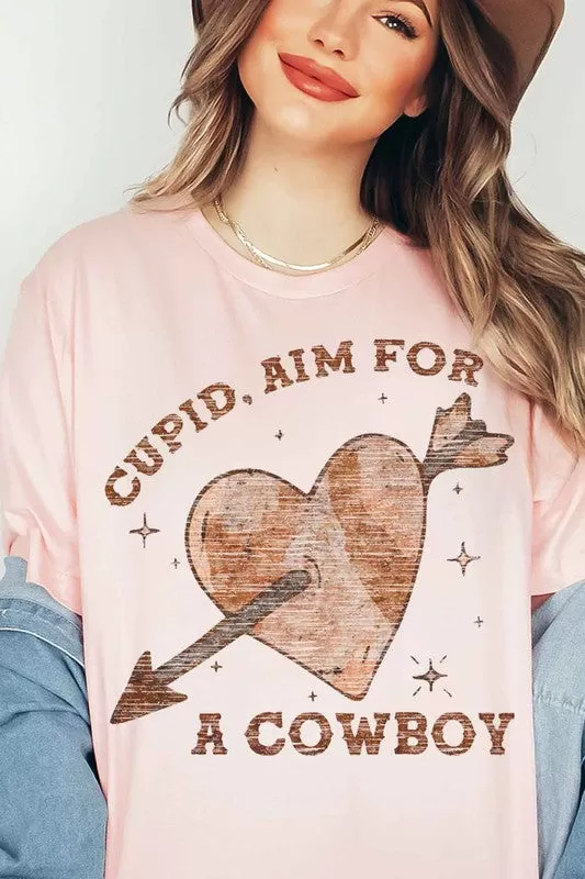 CUPID AIM FOR A COWBOY VALENTINES GRAPHIC TEE