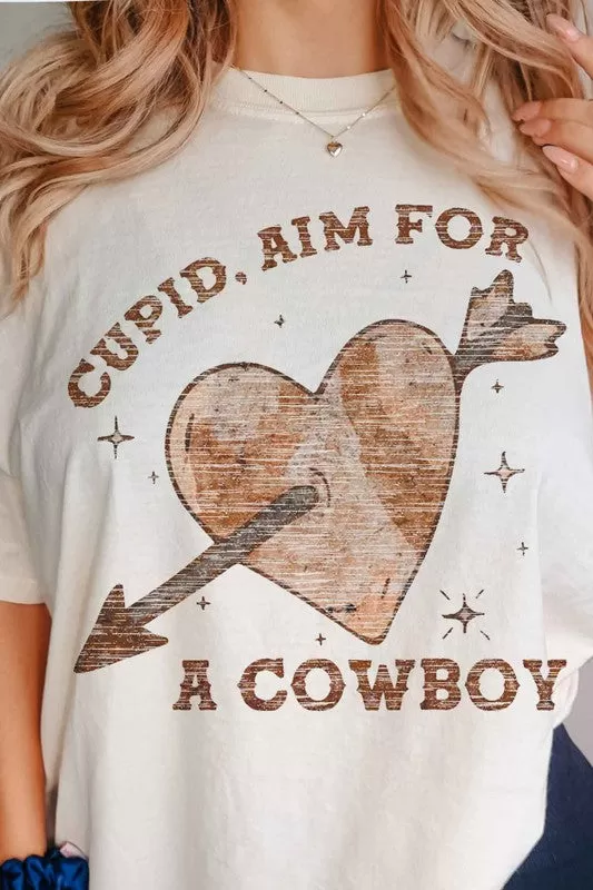 CUPID AIM FOR A COWBOY VALENTINES GRAPHIC TEE