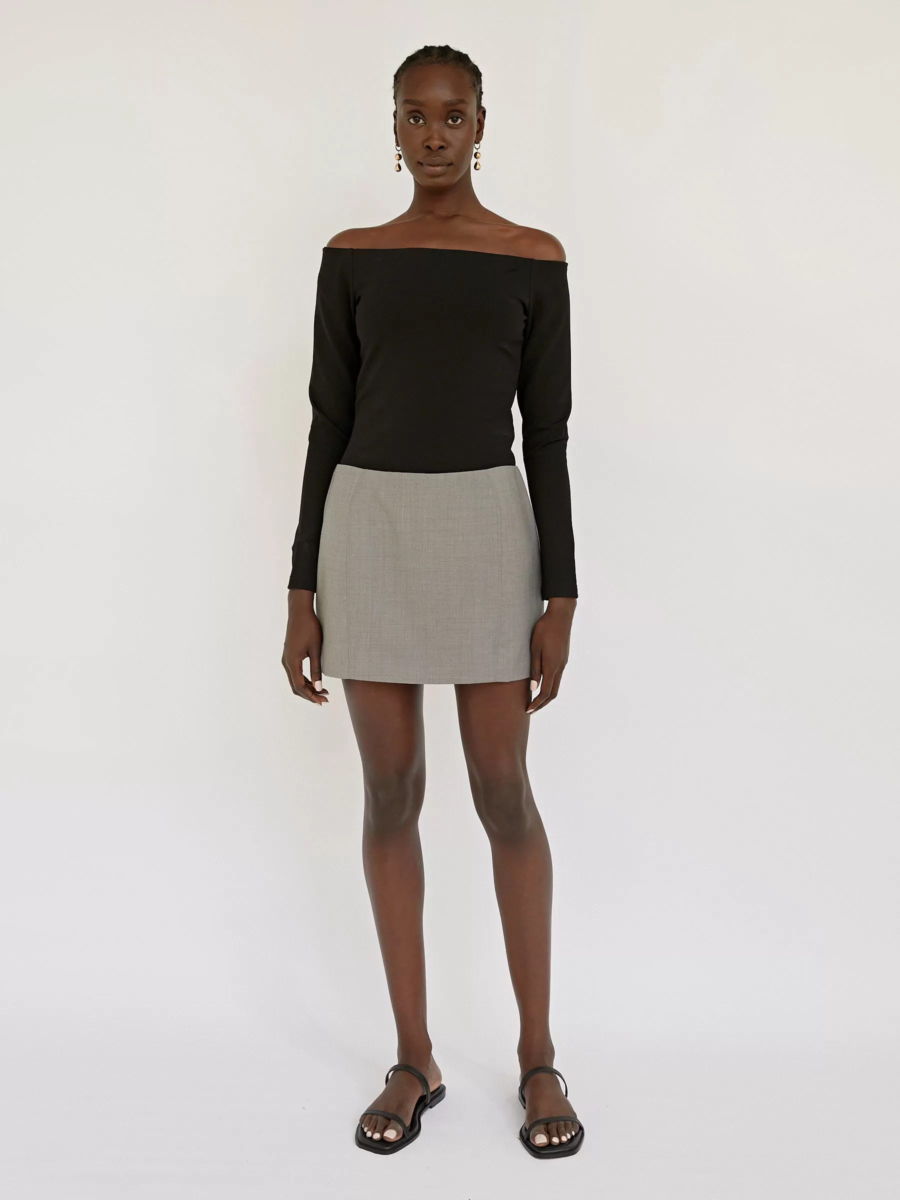 Curve Seam Wool Mini Skirt