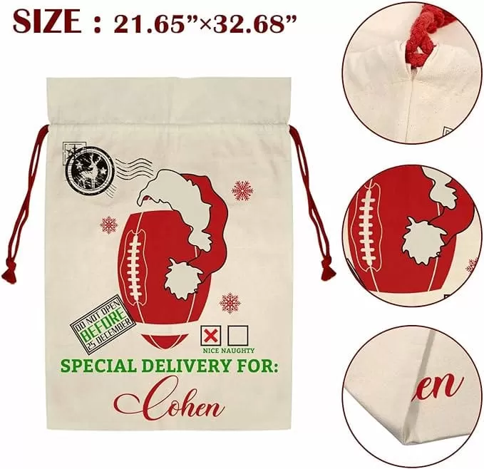 Custom Name Merry Christmas Gifts Large Santa Bags Christmas Drawstring Bag for Xmas Party Favor Supplies Wrapping 21 x 32 Inch