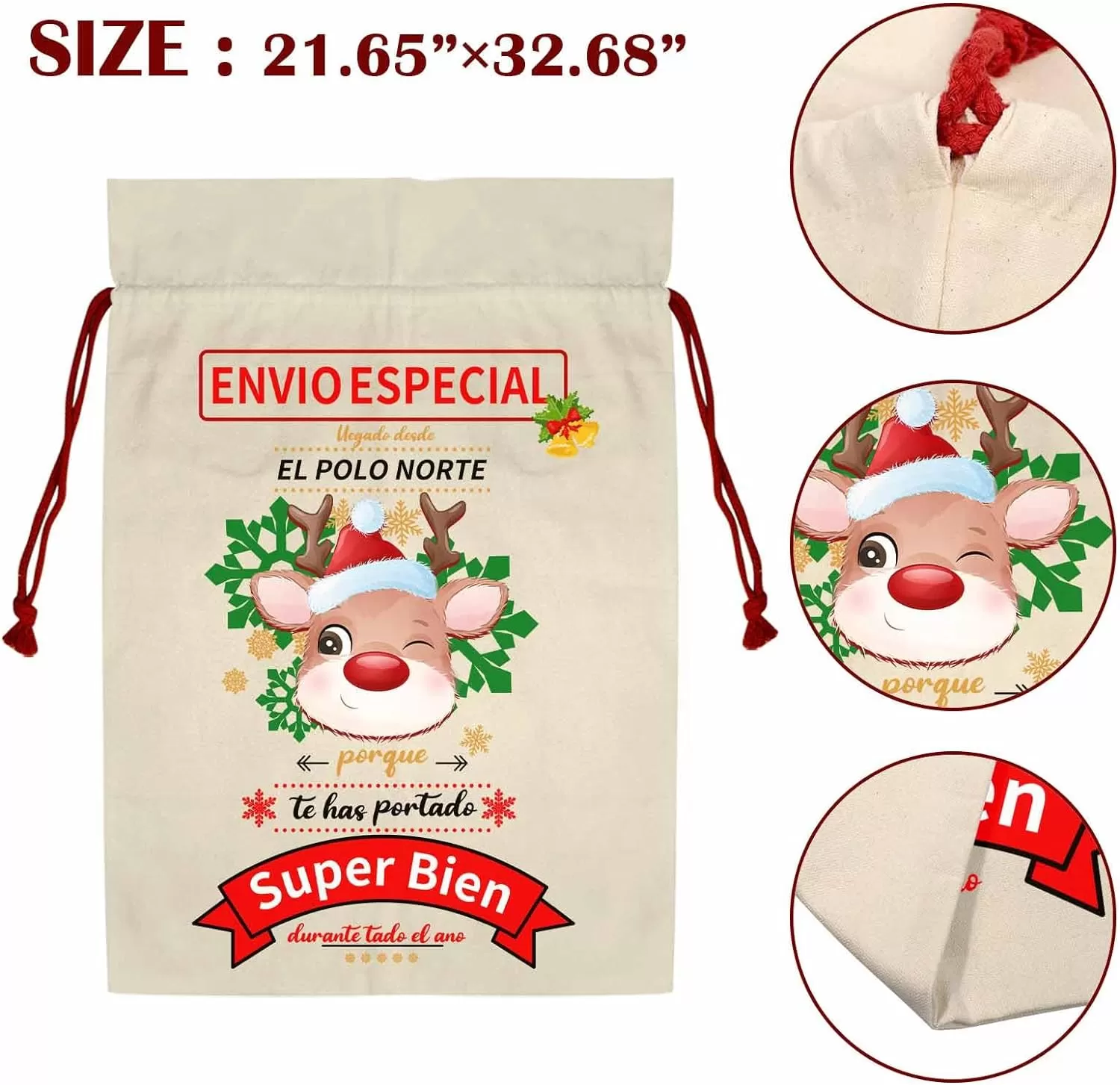 Custom Name Merry Christmas Gifts Large Santa Bags Christmas Drawstring Bag for Xmas Party Favor Supplies Wrapping 21 x 32 Inch