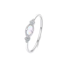 Dainty Vintage Marquise Opal Stone Ring Silver