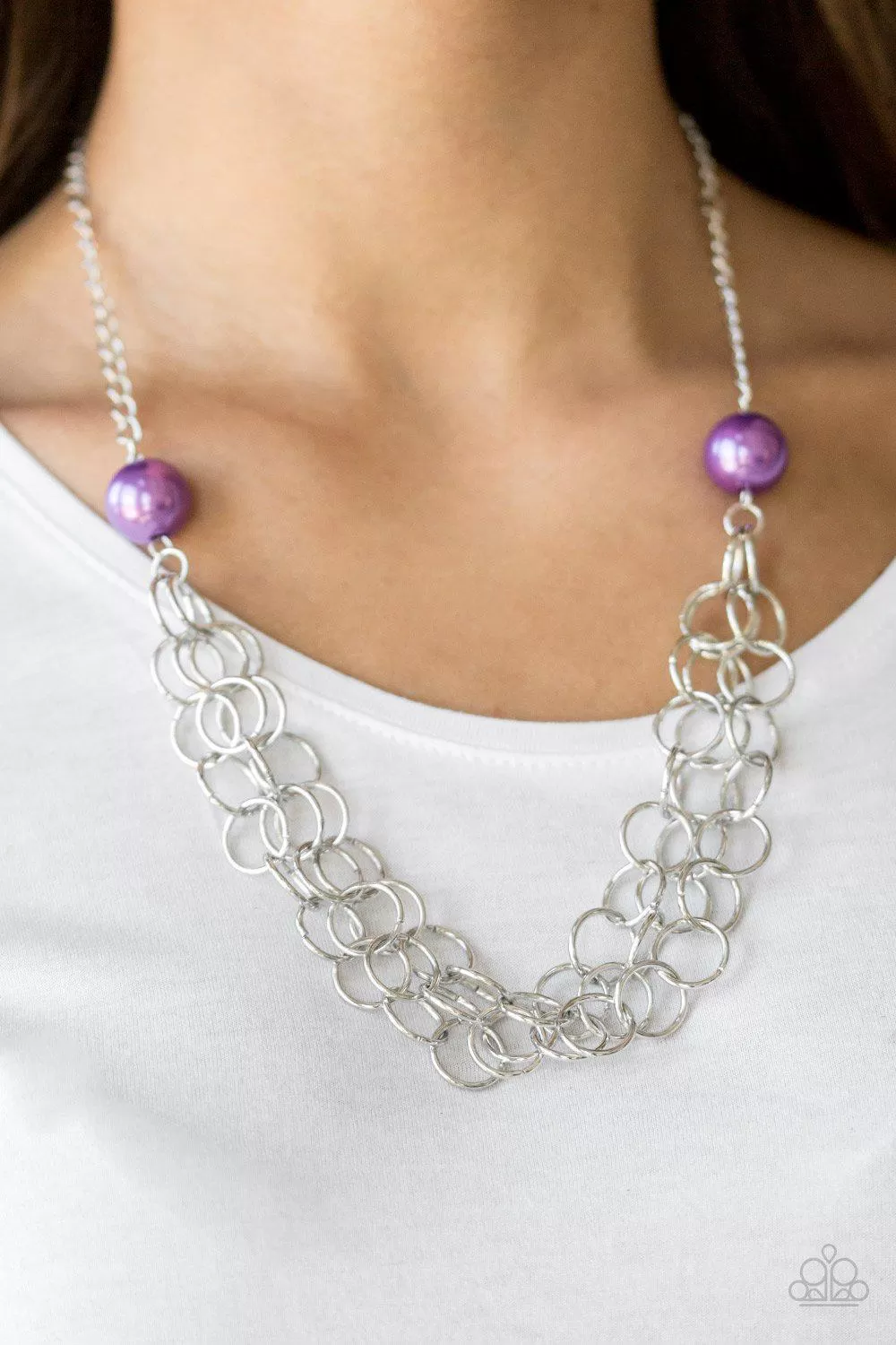 Daring Diva Purple and Silver Necklace - Paparazzi Accessories