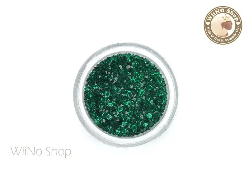 Dark Green Round Point Back Micro Crystal