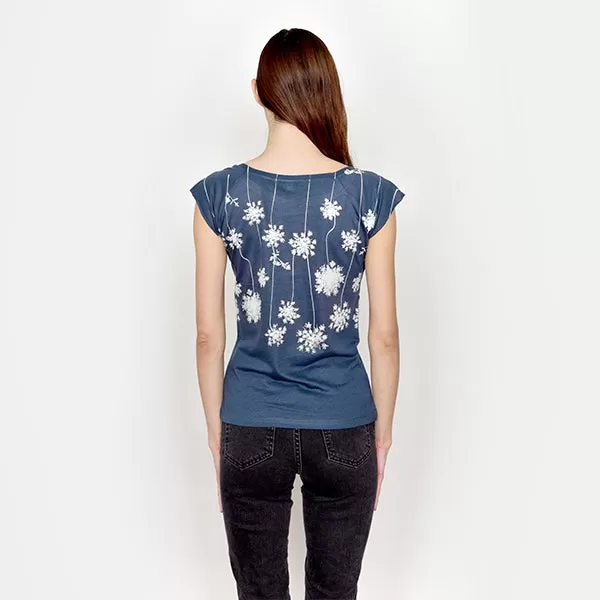 Denim Pompom T-Shirt by Umsteigen