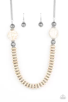 Desert Revival White Stone and Silver Necklace - Paparazzi Accessories