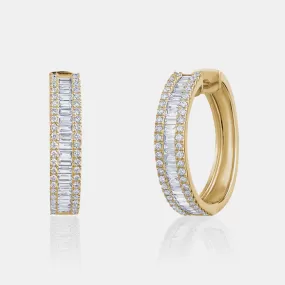 Diamond Baguette Statement Hoops