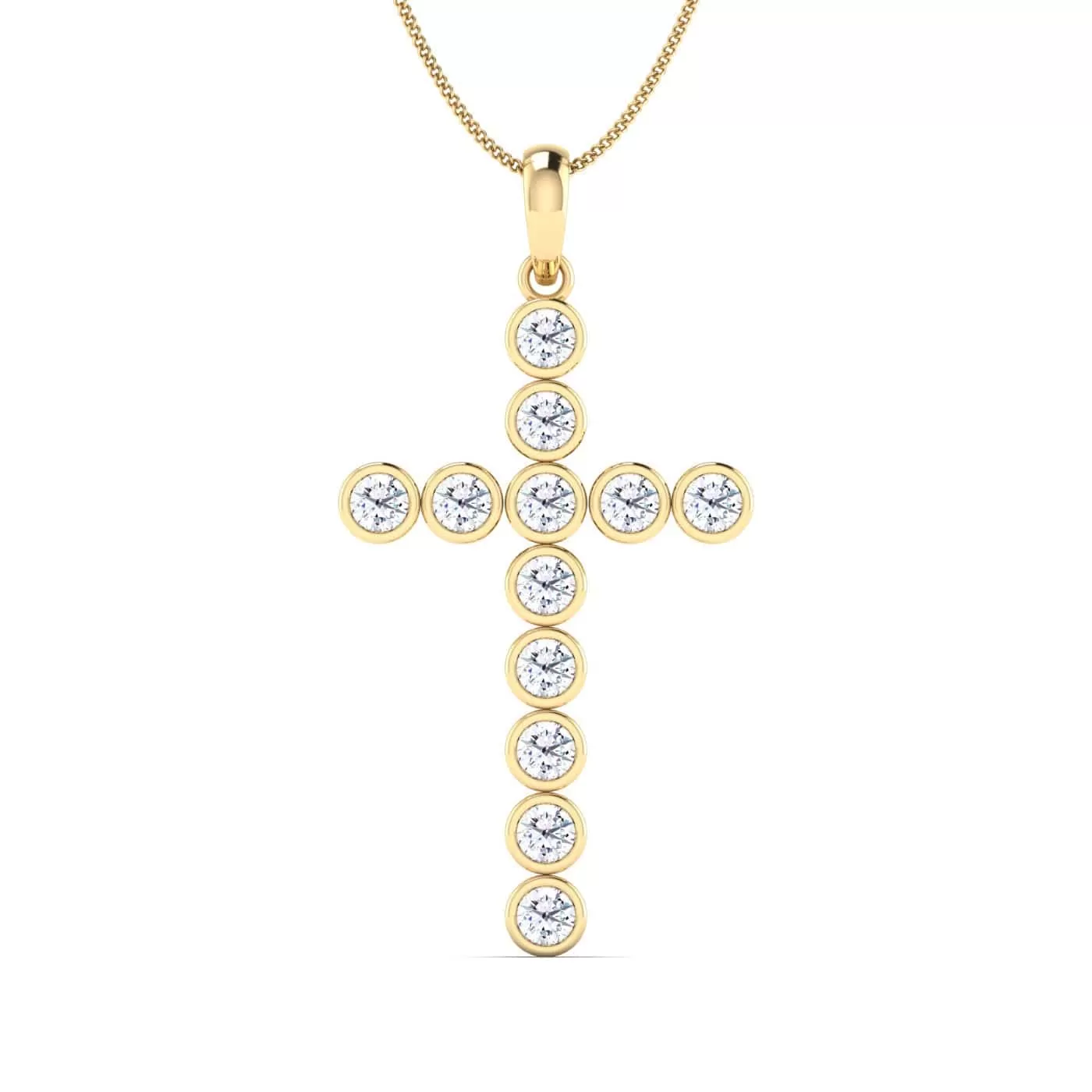 Diamond Cross in Solid 14K Gold, Lab Grown