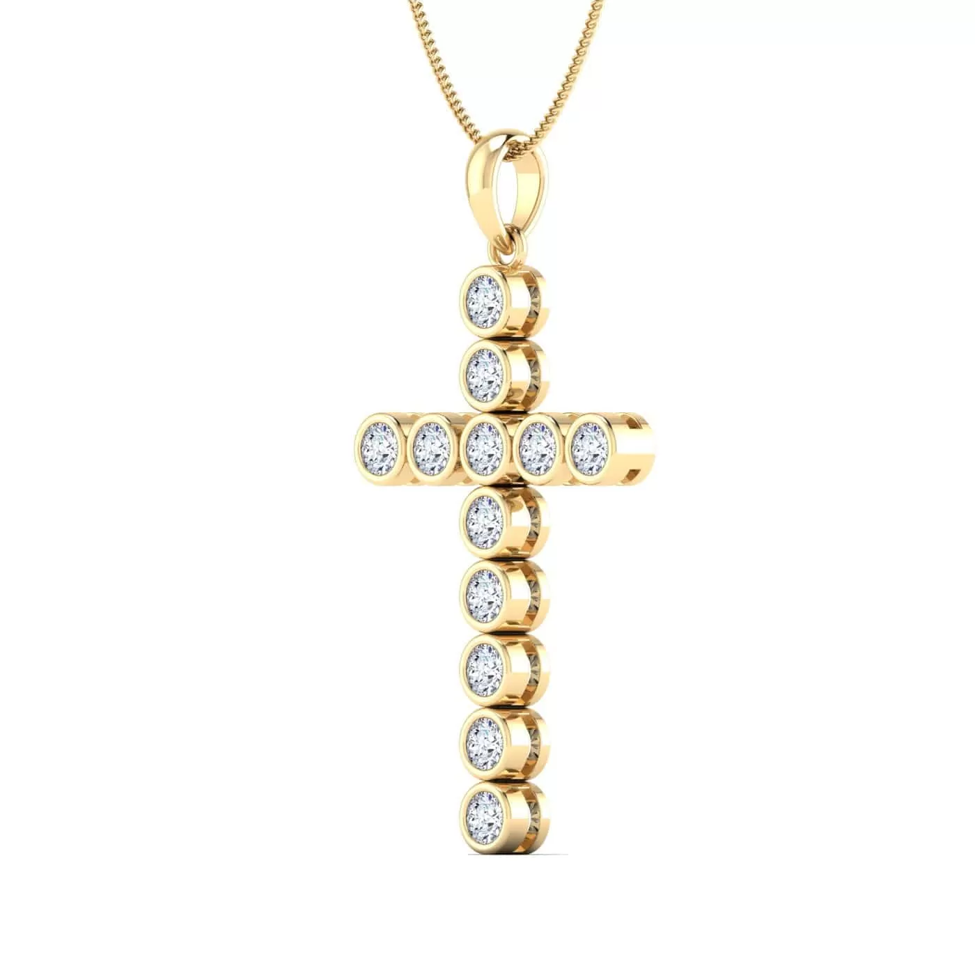 Diamond Cross in Solid 14K Gold, Lab Grown