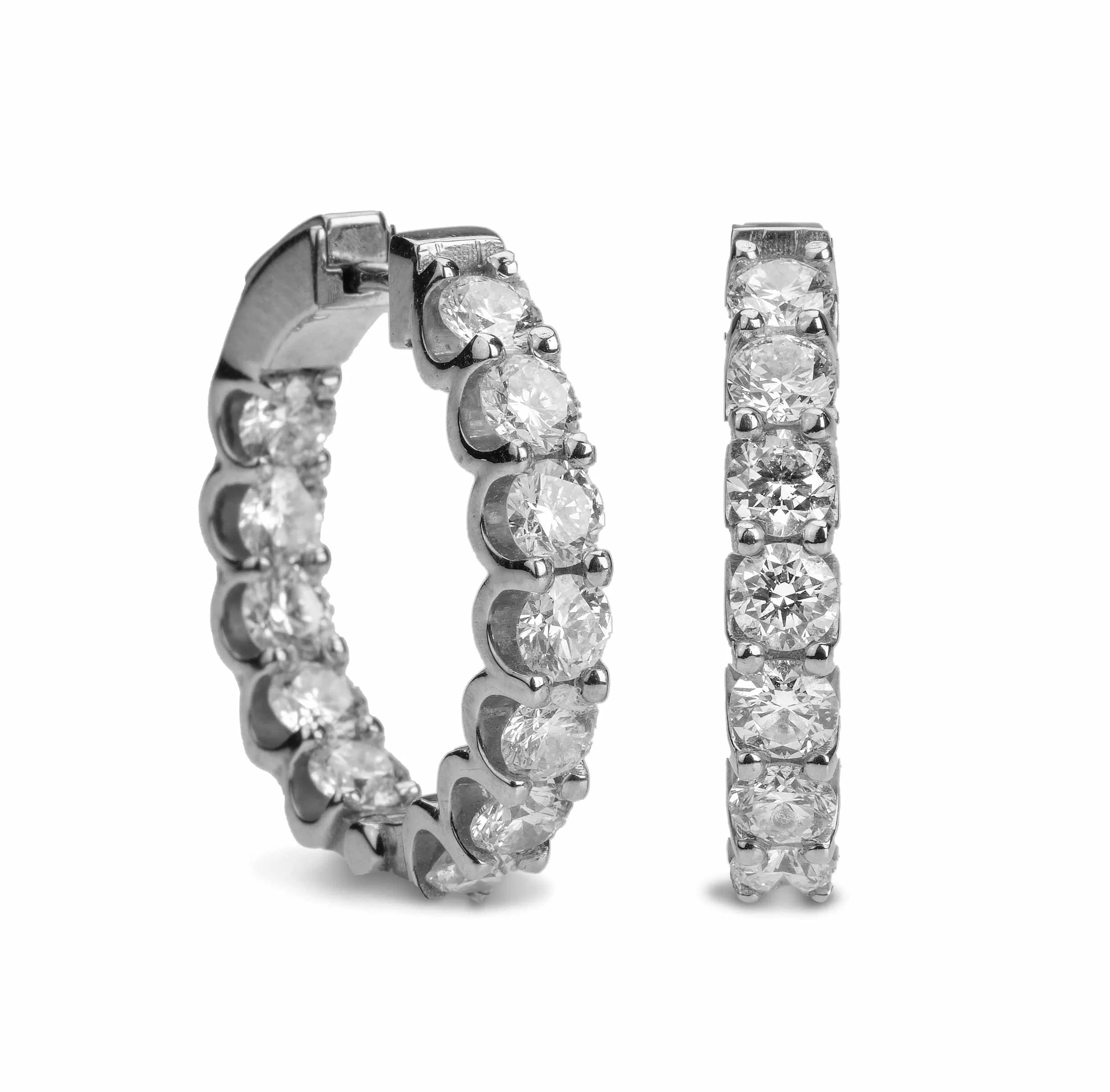 Diamond Inside-Outside Hoop Earrings, Large, Lab Grown