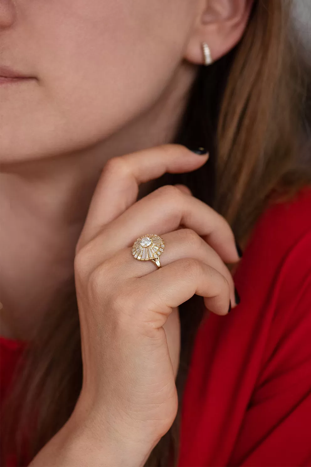 Diamond  Ring with Tapered Baguette Diamonds