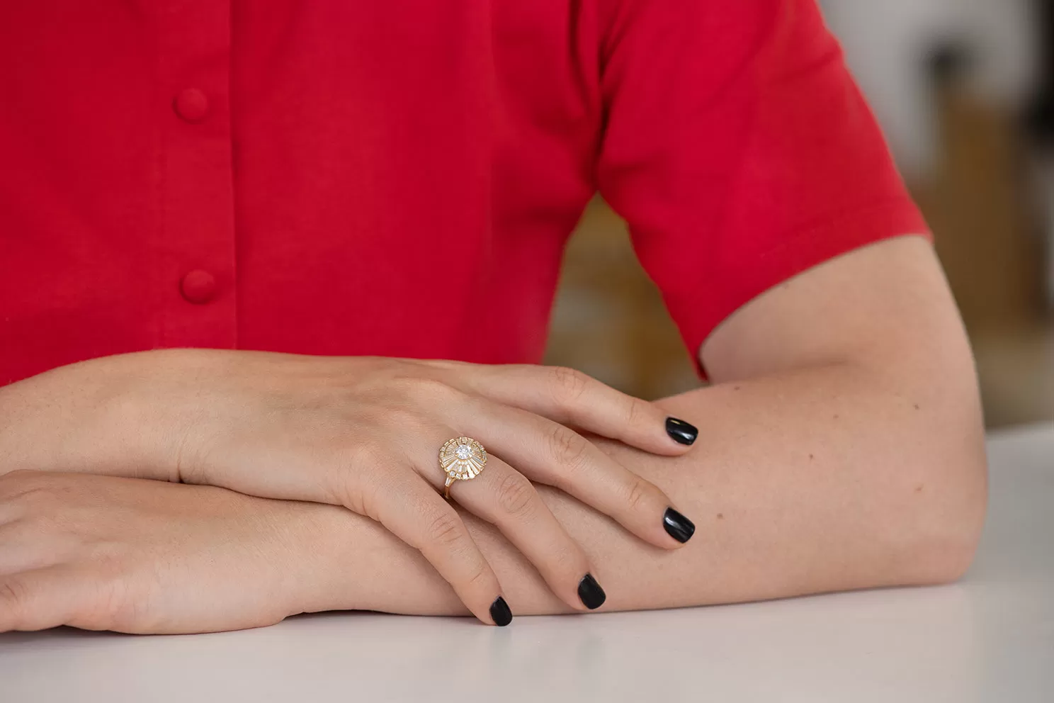 Diamond  Ring with Tapered Baguette Diamonds