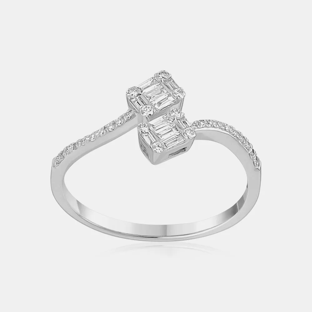 Double Diamond Baguette Wrap Ring