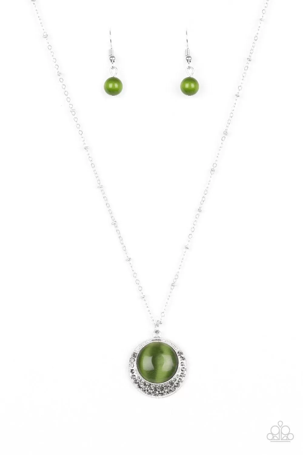 Dream Girl Glow Green Moonstone Necklace and matching Earrings - Paparazzi Accessories