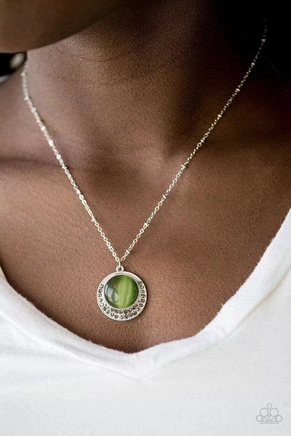 Dream Girl Glow Green Moonstone Necklace and matching Earrings - Paparazzi Accessories