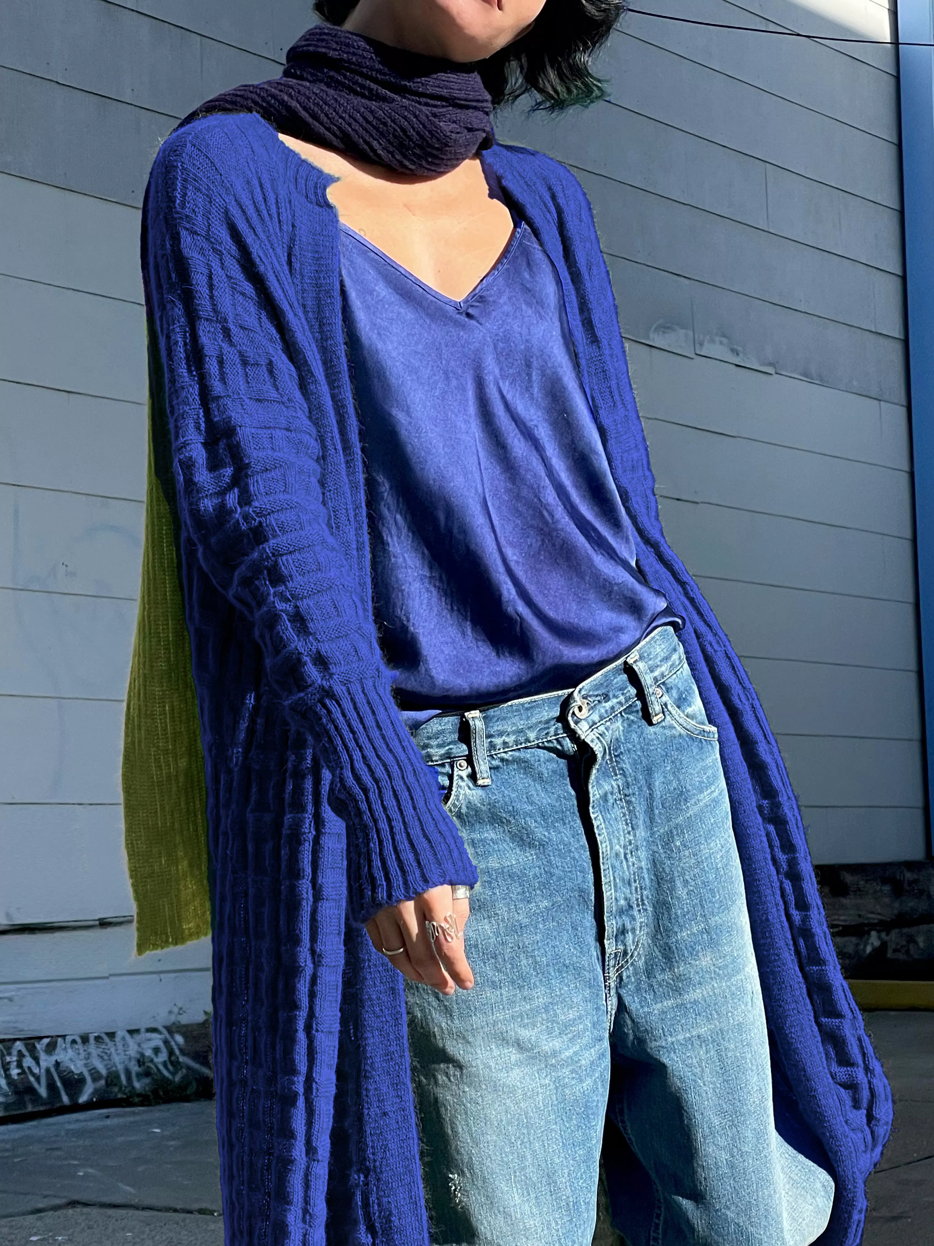 Electric Blue Long Square Cardigan