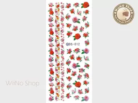 Elegant Rose Bouquet Water Slide Nail Art Decals - 1 pc (DS-012)