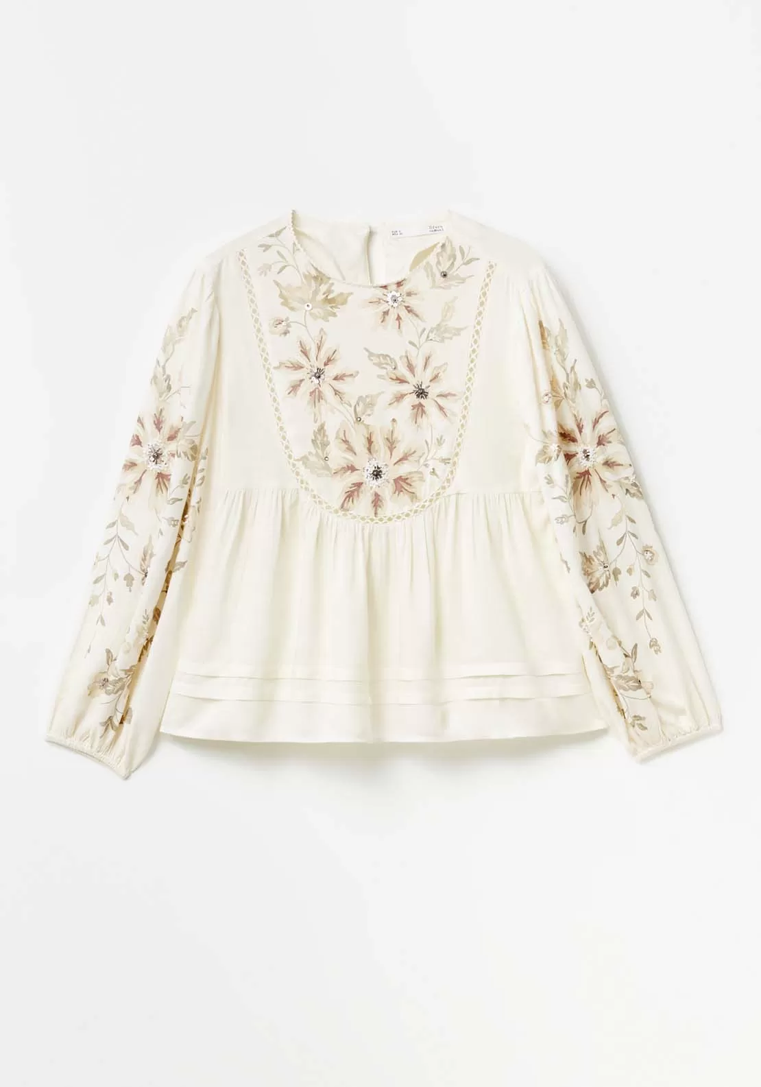 Embroidered print blouse - Ecru