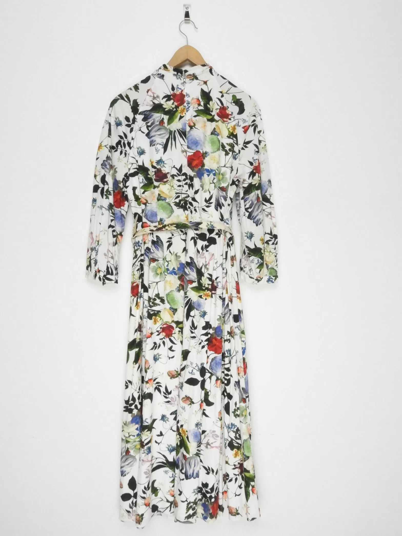 Erdem White Floral Print Cotton Belted Maxi Dress - IT46 / US10