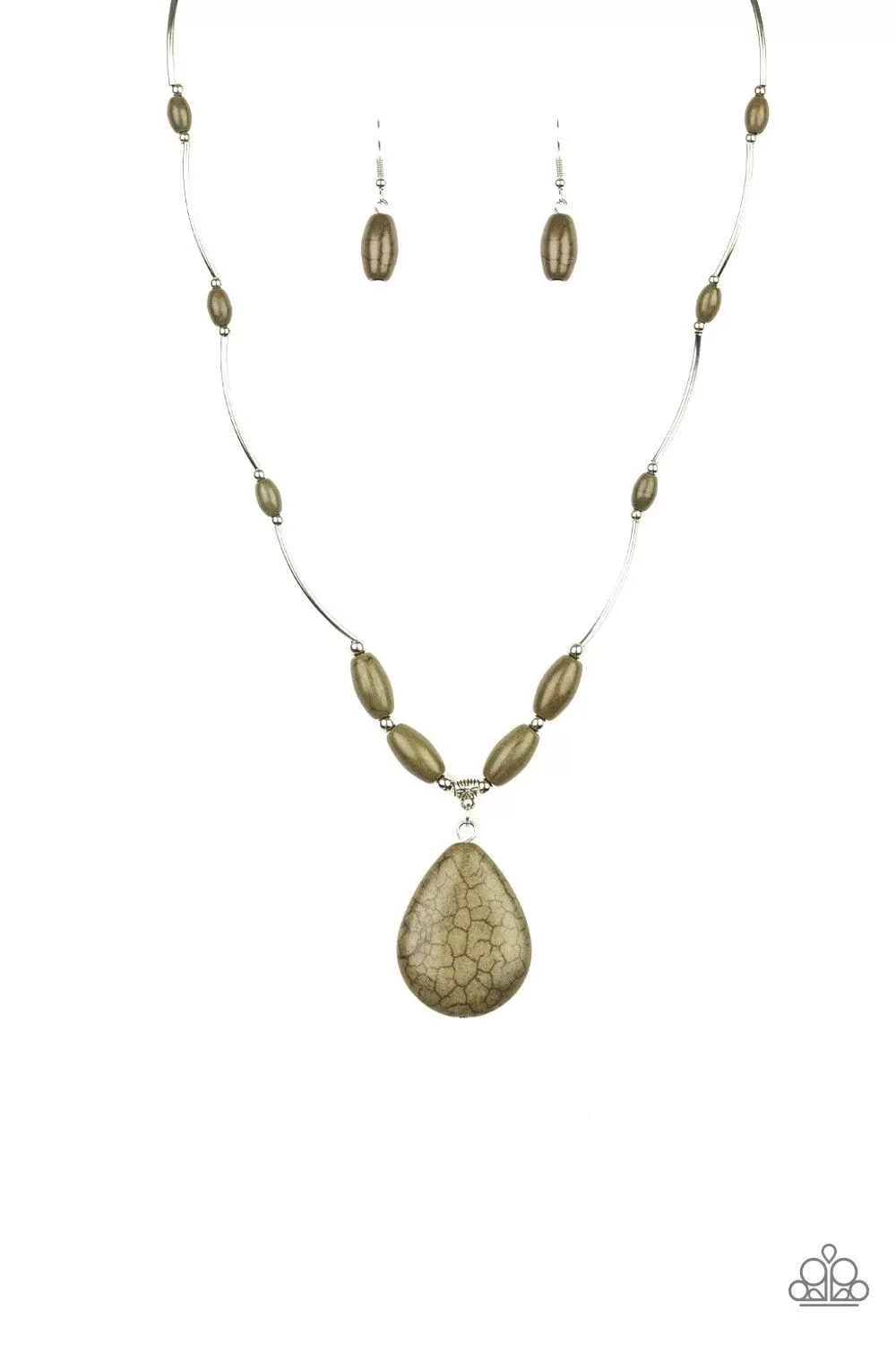 Explore The Elements Olive Green Stone Necklace - Paparazzi Accessories