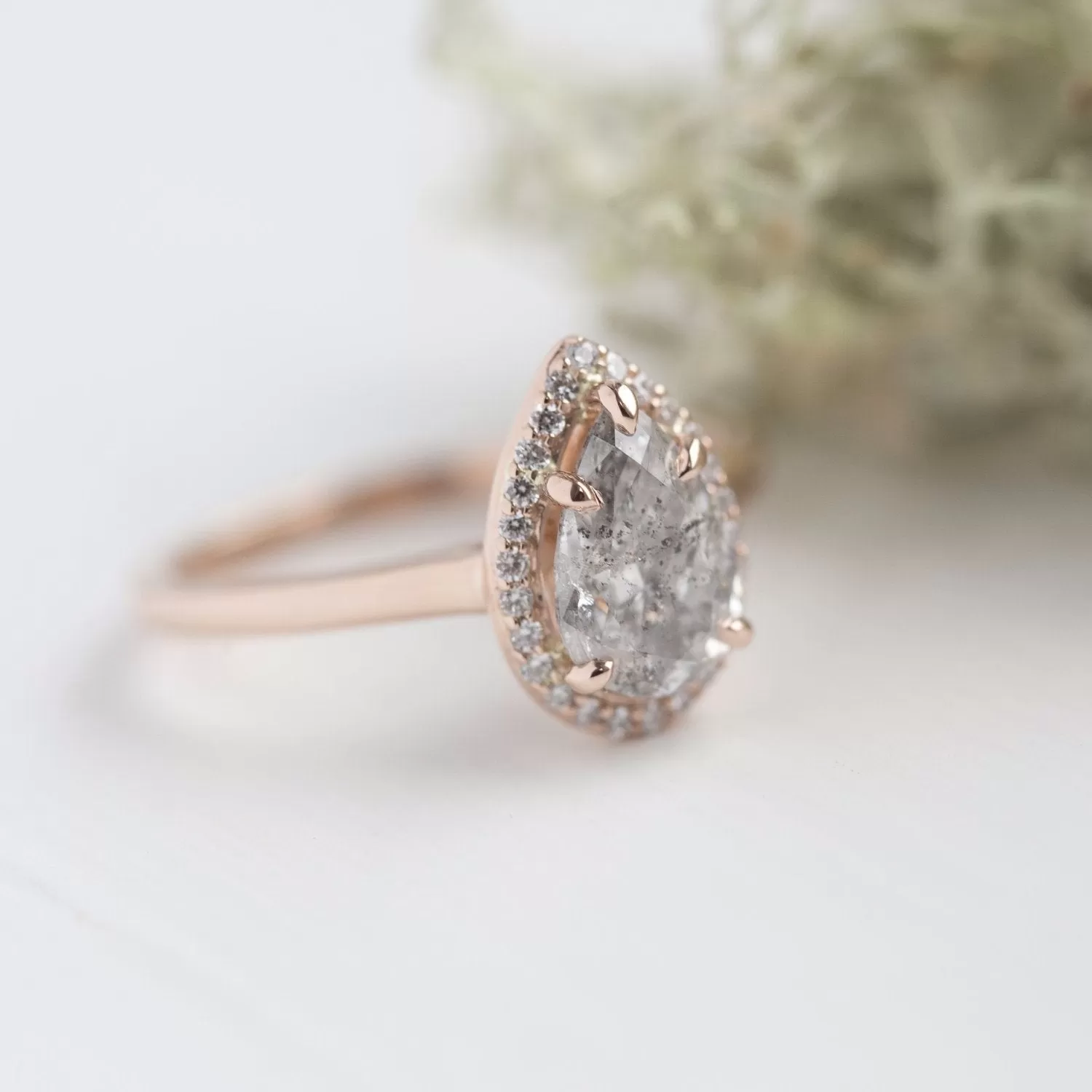 Final Payment - 1.43ct Silver Pear Diamond in rose gold halo setting by Anueva Jewelry