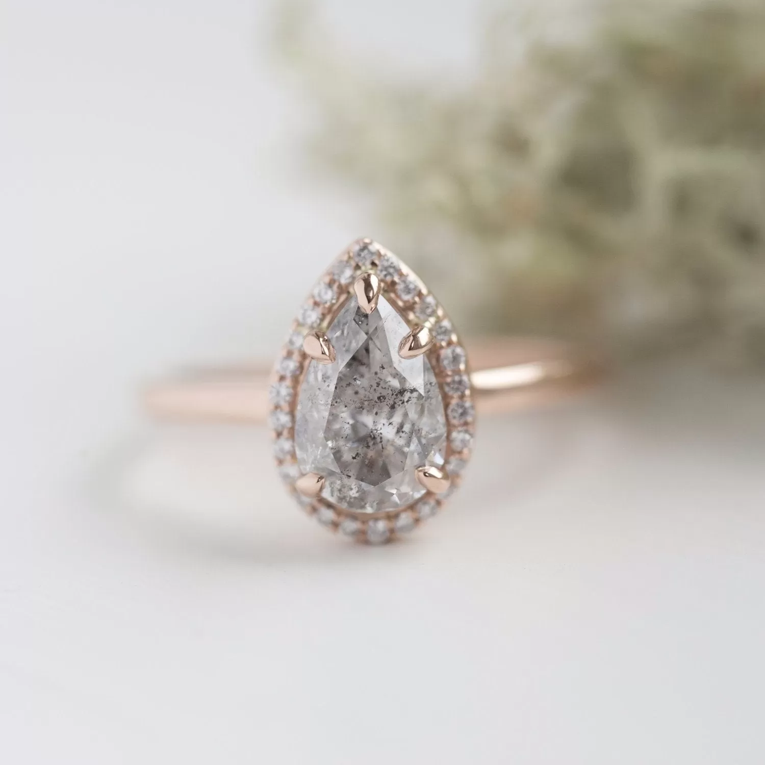 Final Payment - 1.43ct Silver Pear Diamond in rose gold halo setting by Anueva Jewelry