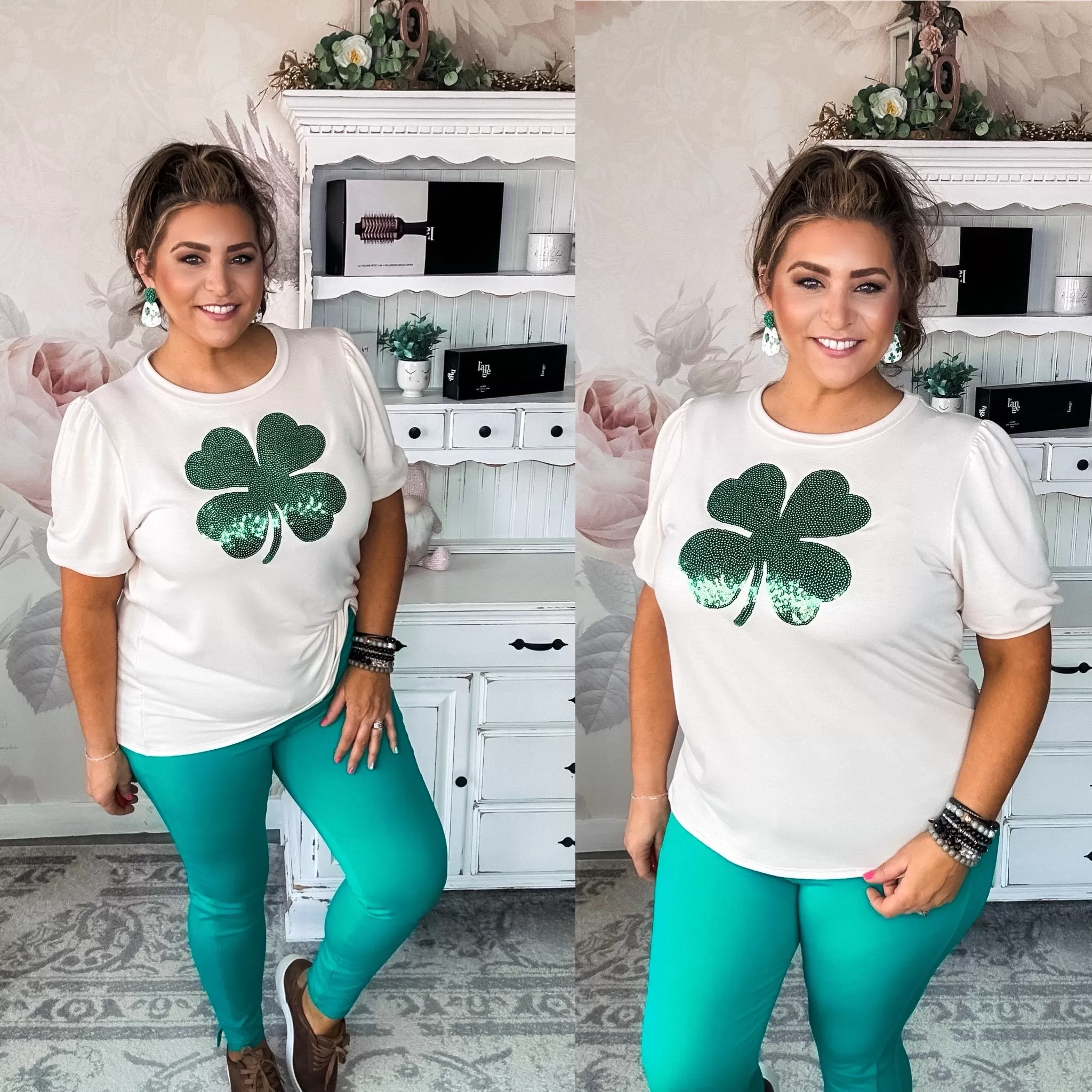 Find Your Luck Sequin Shamrock Top