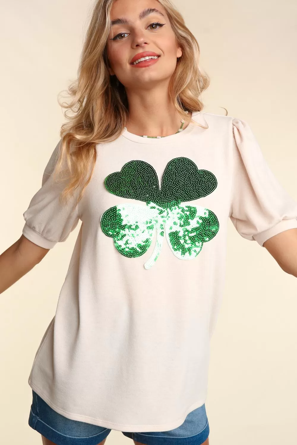 Find Your Luck Sequin Shamrock Top