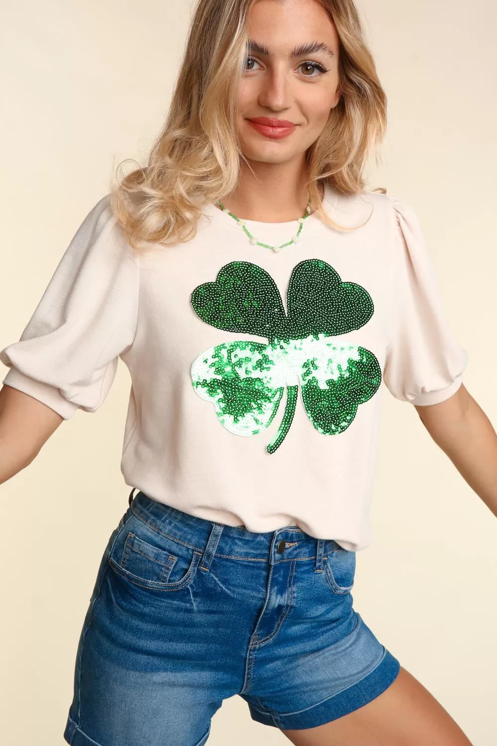 Find Your Luck Sequin Shamrock Top