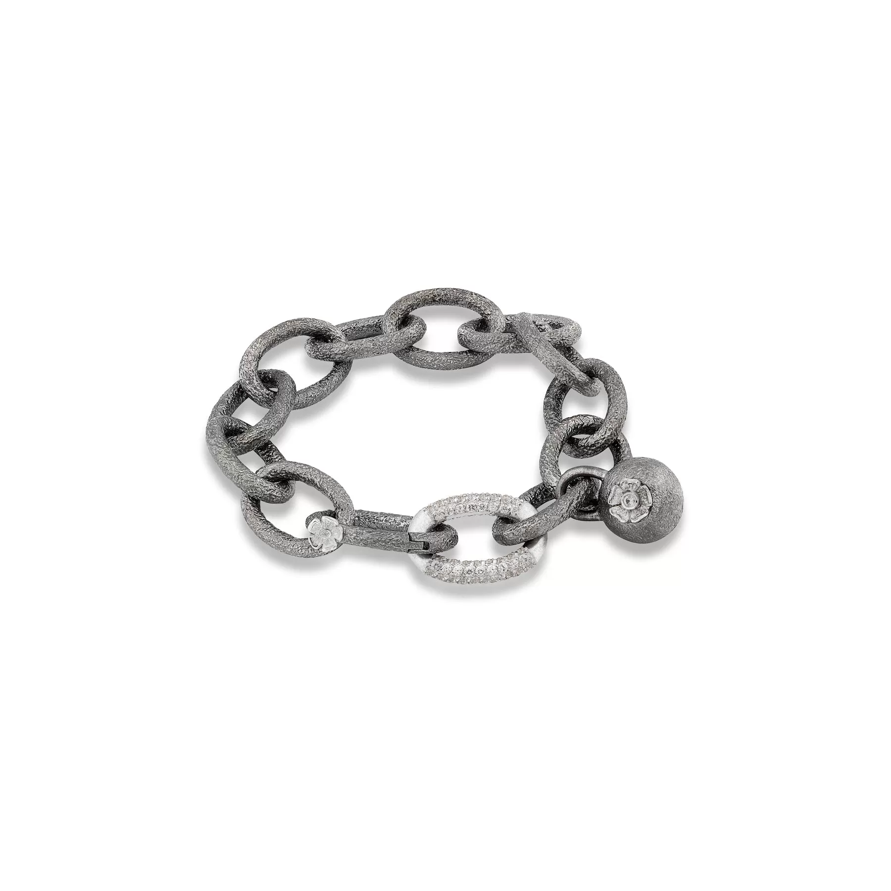 FLOWER BOMB WHITE GOLD LINK BRACELET