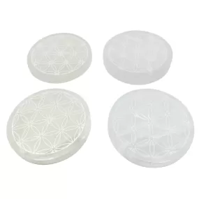 Flower of Life Etched Selenite Plate