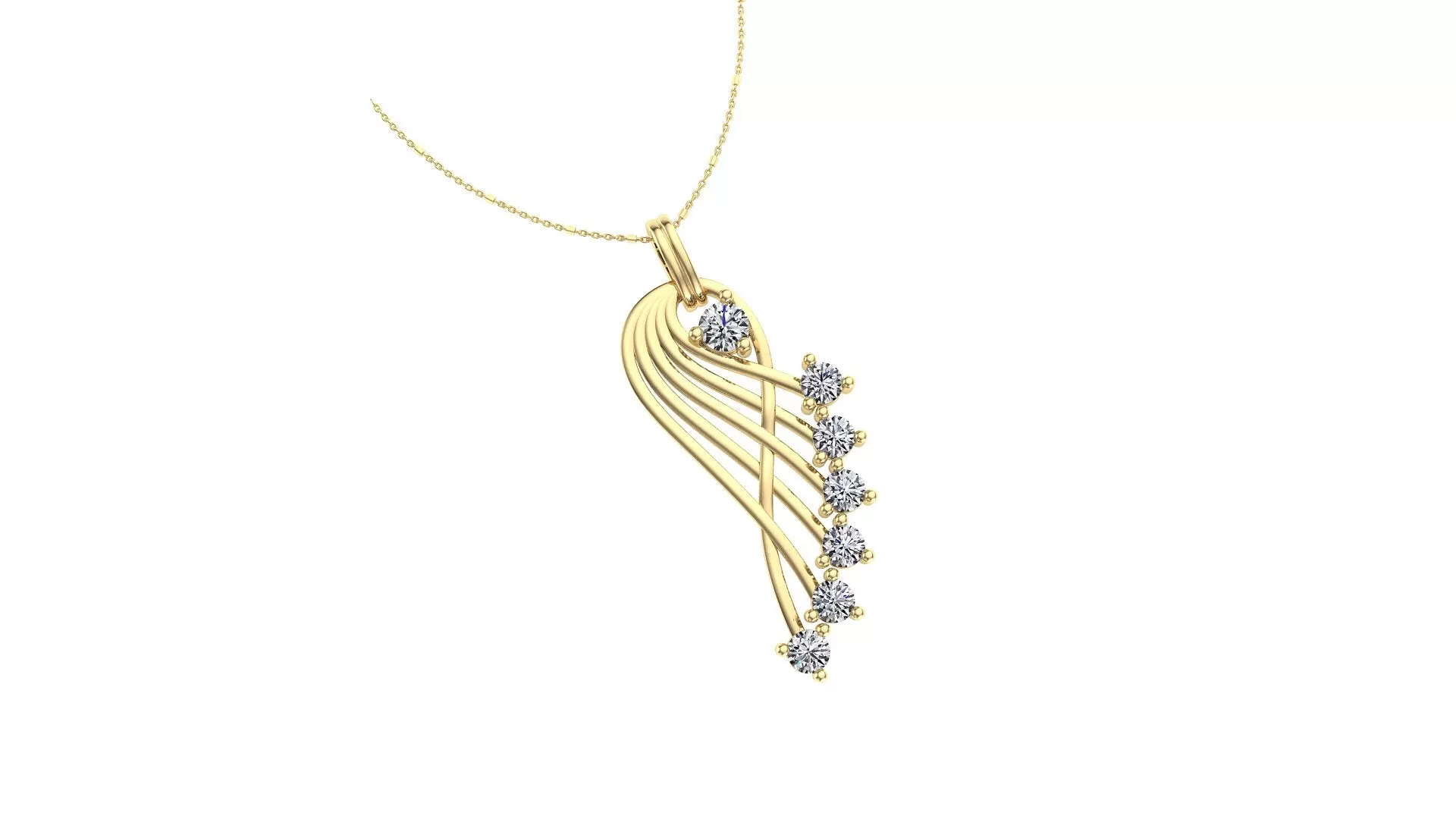 Flowing Wind Diamond Pendant 0.85CT TW 14K Gold DPEN056