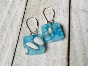 Fused Glass Earrings~ Light Blue  ~