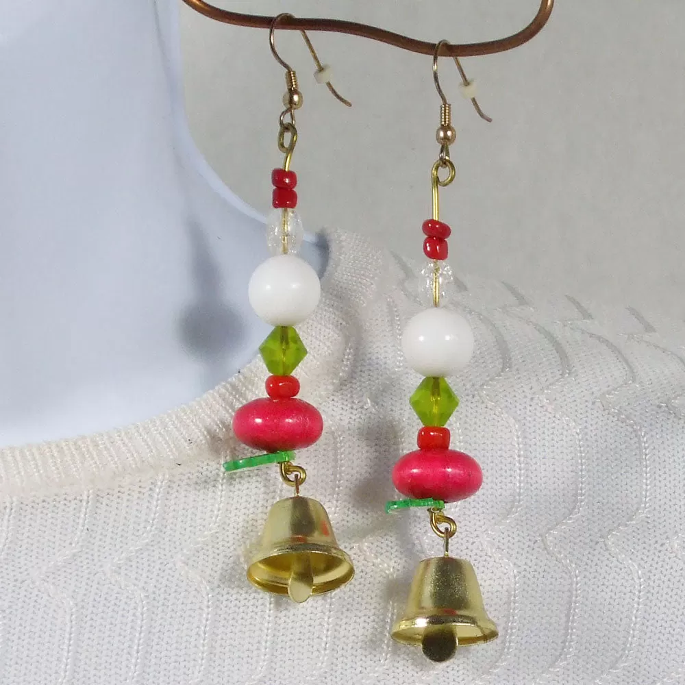 Geela, Christmas Beaded Bell Earrings