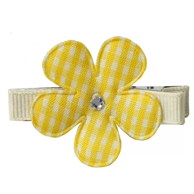 Gingham Flower Clip