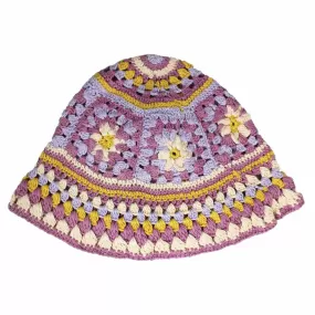 Hat - Flower Power Crochet Knit Bucket Hat