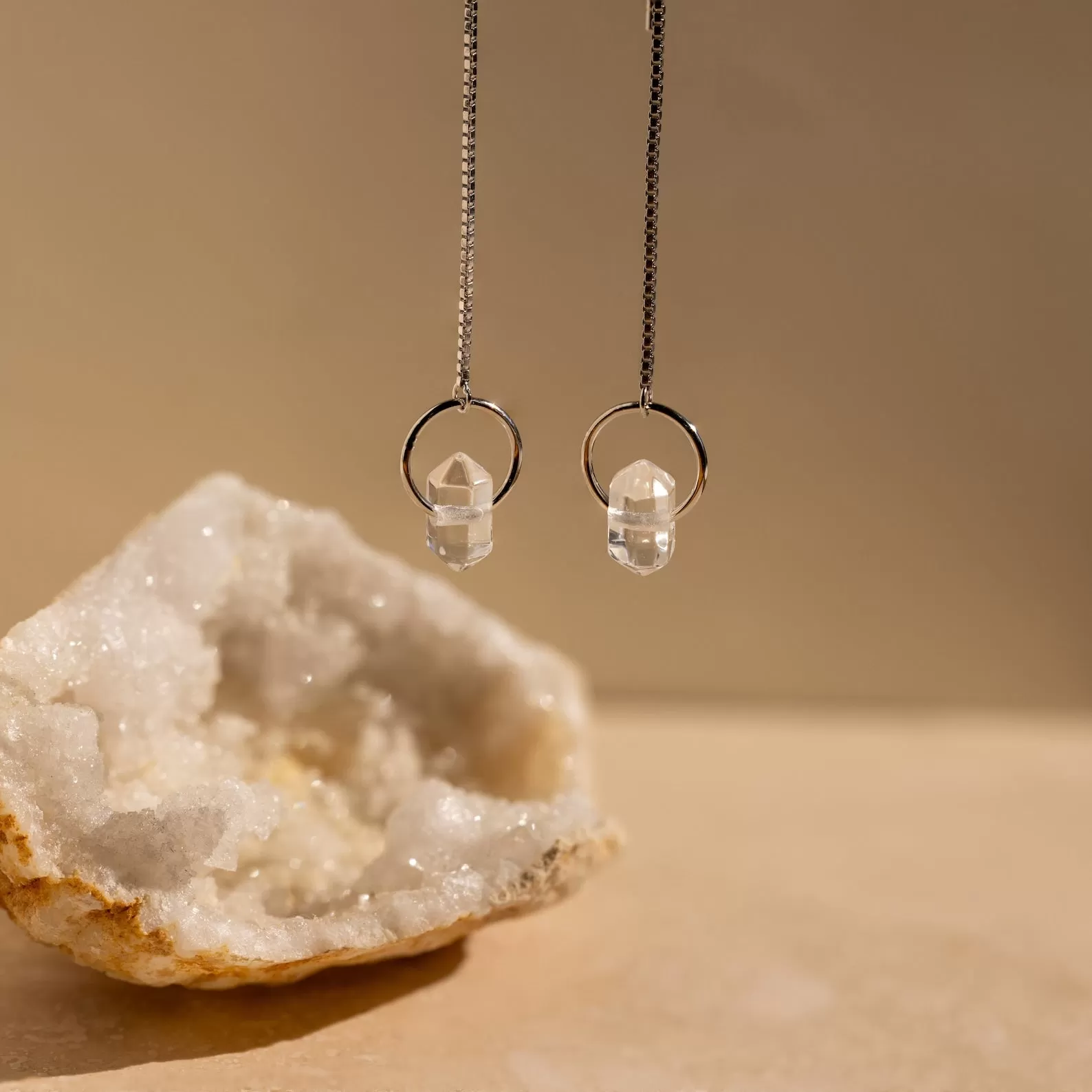 Herkimer Diamond Threader Earrings