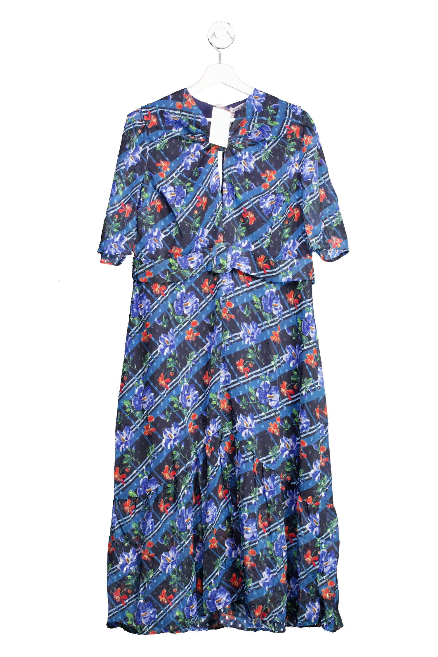 HOPE & IVY Val Midi Dress Blue Multi UK 24