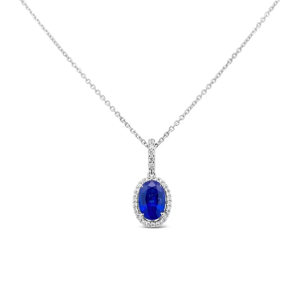 Irisa by Martin Binder Blue Sapphire & Diamond Halo Necklace