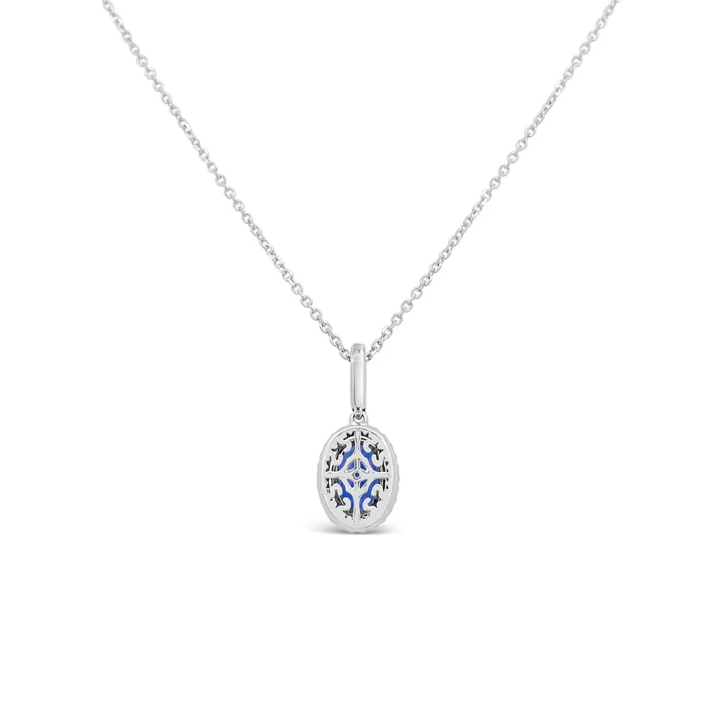 Irisa by Martin Binder Blue Sapphire & Diamond Halo Necklace