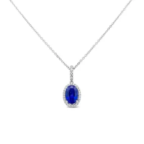 Irisa by Martin Binder Blue Sapphire & Diamond Halo Necklace