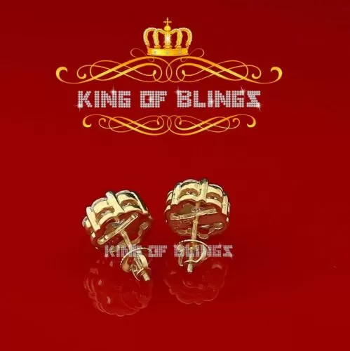 King of Bling's 925 Yellow Silver 0.96ct Cubic Zirconia Women's & Men's Hip Hop Floral Earrings