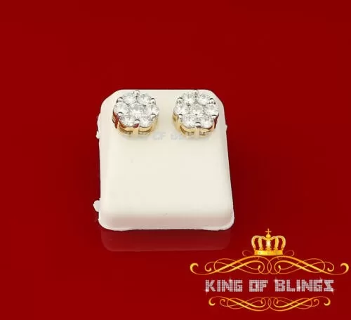 King of Bling's 925 Yellow Silver 0.96ct Cubic Zirconia Women's & Men's Hip Hop Floral Earrings