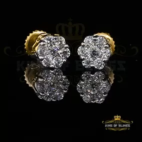 King of Bling's 925 Yellow Silver 0.96ct Cubic Zirconia Women's & Men's Hip Hop Floral Earrings