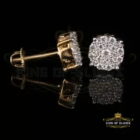 King of Bling's Aretes Para Hombre 925 Yellow Silver 0.66ct Cubic Zirconia Round Women's Earring