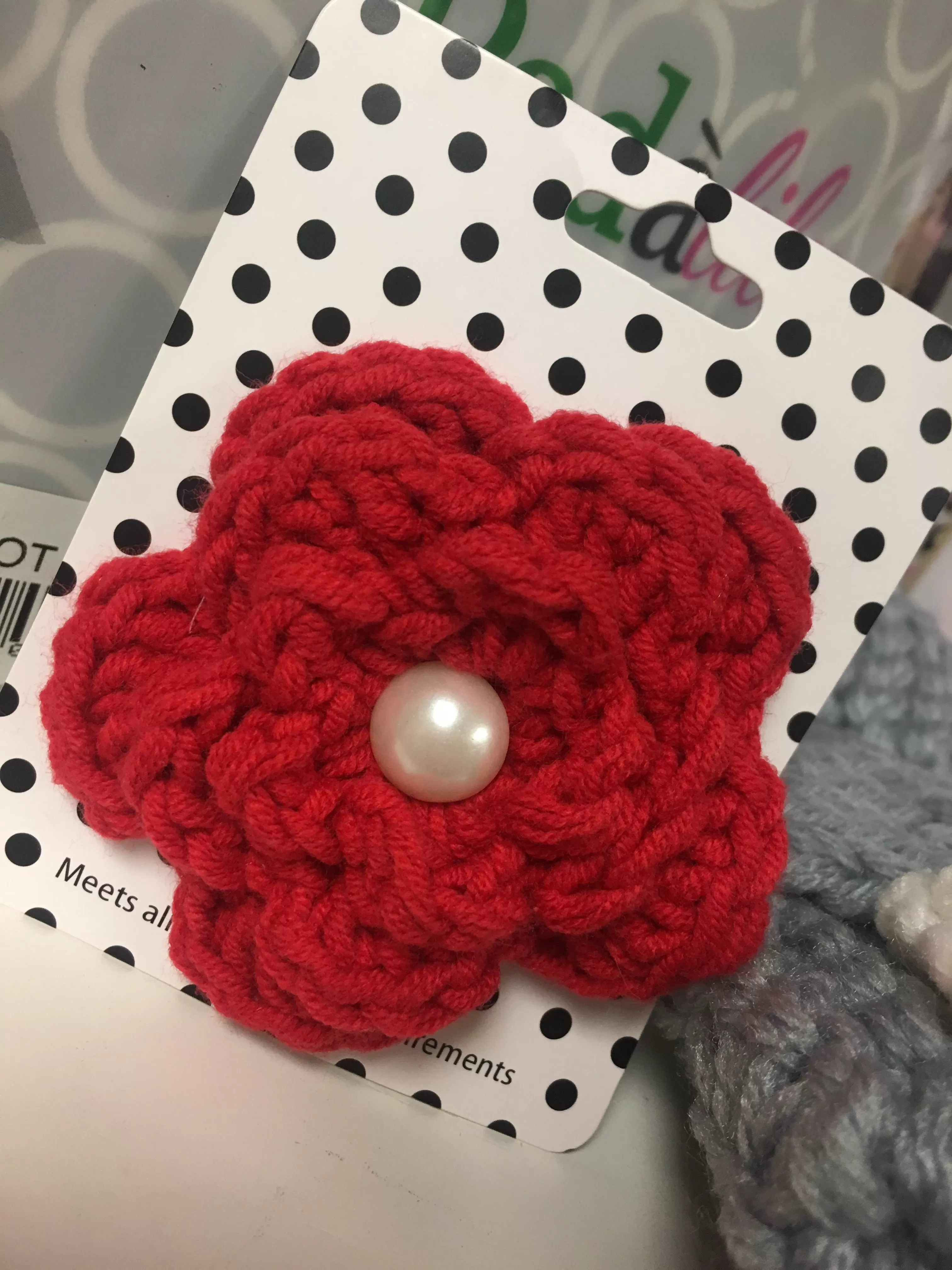 Knit Flower Hair Clip