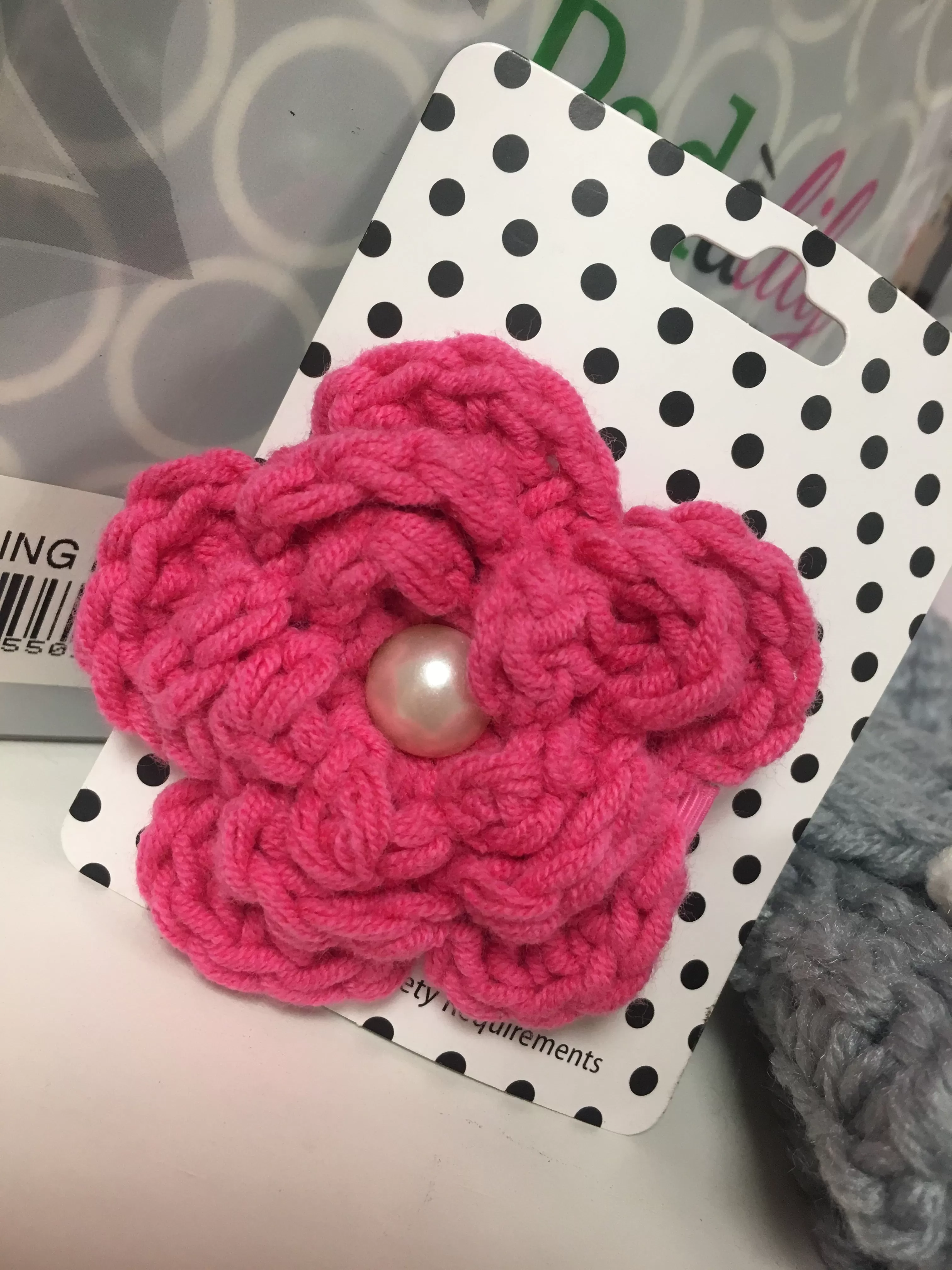 Knit Flower Hair Clip