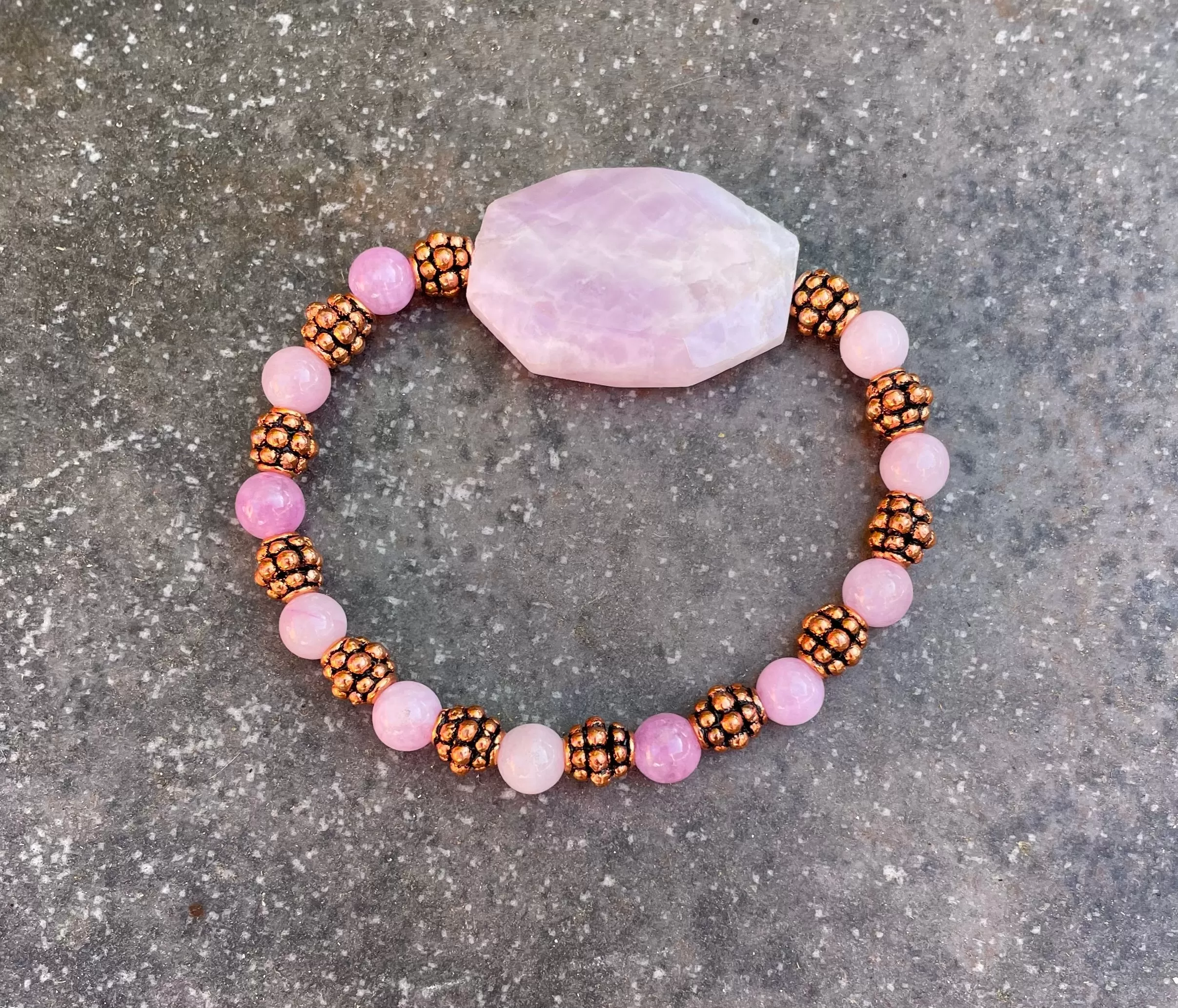 Kunzite and Copper Bracelet